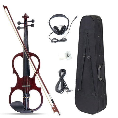 Senrhy 4/4 Electric Violin Fiddle Stringed Instrument Basswood with Fittings Cable Headphone Case For Music Lovers Beginners