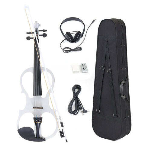 Senrhy 4/4 Electric Violin Fiddle Stringed Instrument Basswood with Fittings Cable Headphone Case For Music Lovers Beginners