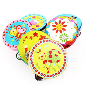 Children Musical Instrument Handbells Baby Drum Hand Bells Kids Music Sound Toy Cartoon Primt Educational Toys Baby Wooden Bells