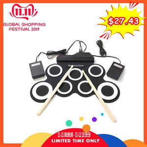 iWord G3002 Portable Hand Roll Silicone Electronic Drum Percussion Instruments Support External Headphones for Music Lovers