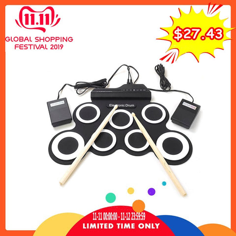 iWord G3002 Portable Hand Roll Silicone Electronic Drum Percussion Instruments Support External Headphones for Music Lovers