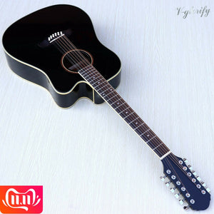 12 string sunburst color acoustic electric guitar 41 inch with electric EQ tuner function acoustic guitar