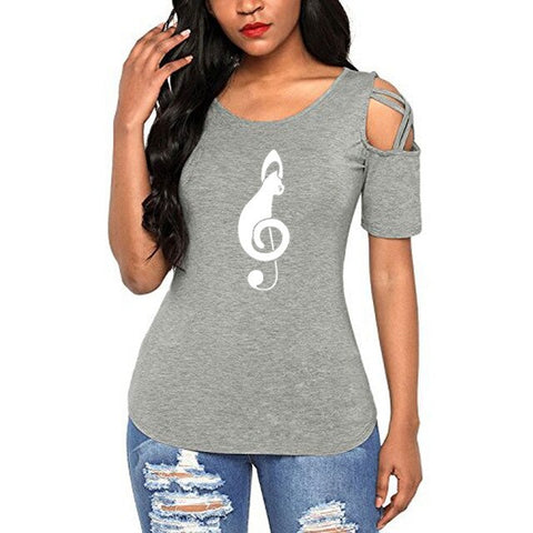 Musical Note Pattern print Streetwear tshirt Women Funny female T-shirt entertainment t Shirt Summer Cotton Tees