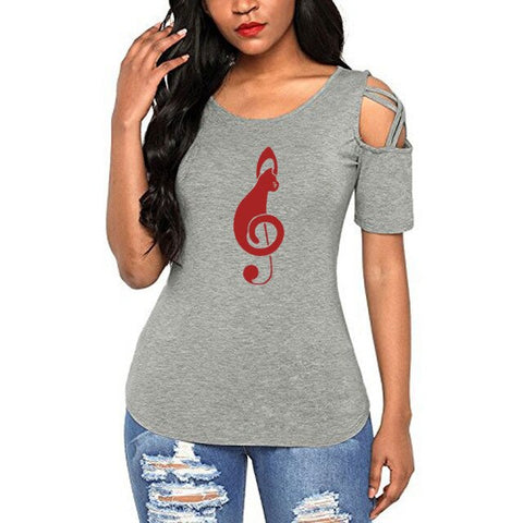 Musical Note Pattern print Streetwear tshirt Women Funny female T-shirt entertainment t Shirt Summer Cotton Tees