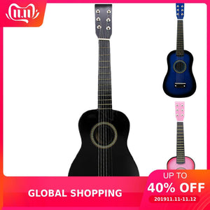 23 inch Black Basswood Acoustic Guitar With Guitar Pick Wire Strings Musical Instruments for Children Kids Gift