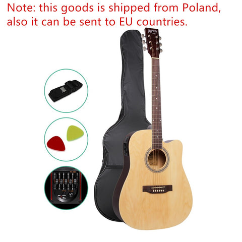 41 Inch 5 Band EQ Electric Acoustic Guitar Full Size Natural Wood Kids Musical Learning Instrument with Bag Adjustable Truss Rod