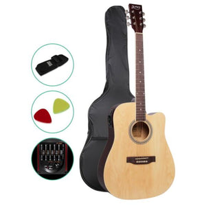 41 Inch 5 Band EQ Electric Acoustic Guitar Full Size Natural Wood Kids Musical Learning Instrument with Bag Adjustable Truss Rod