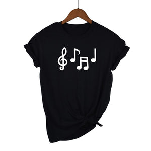 Music Notes Funny Printed T Shirt Women Summer Music Short Sleeve Tshirts Harajuku T-Shirt Girl Casual Tops t shirt Brand