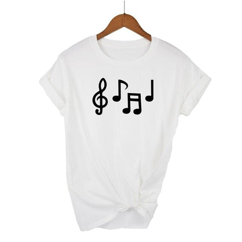 Music Notes Funny Printed T Shirt Women Summer Music Short Sleeve Tshirts Harajuku T-Shirt Girl Casual Tops t shirt Brand