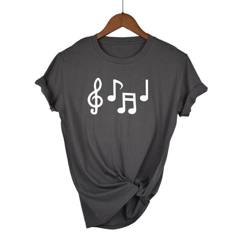 Music Notes Funny Printed T Shirt Women Summer Music Short Sleeve Tshirts Harajuku T-Shirt Girl Casual Tops t shirt Brand