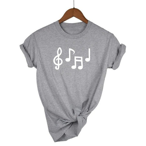 Music Notes Funny Printed T Shirt Women Summer Music Short Sleeve Tshirts Harajuku T-Shirt Girl Casual Tops t shirt Brand