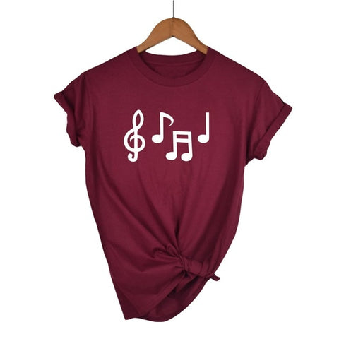 Music Notes Funny Printed T Shirt Women Summer Music Short Sleeve Tshirts Harajuku T-Shirt Girl Casual Tops t shirt Brand