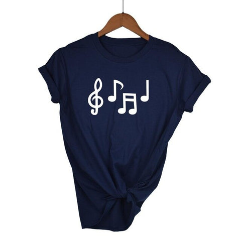 Music Notes Funny Printed T Shirt Women Summer Music Short Sleeve Tshirts Harajuku T-Shirt Girl Casual Tops t shirt Brand