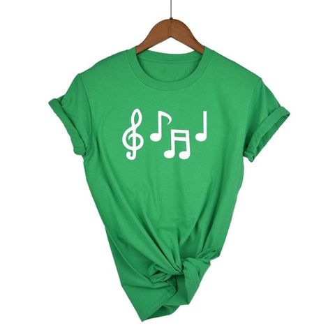 Music Notes Funny Printed T Shirt Women Summer Music Short Sleeve Tshirts Harajuku T-Shirt Girl Casual Tops t shirt Brand