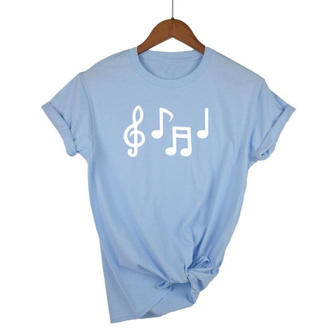 Music Notes Funny Printed T Shirt Women Summer Music Short Sleeve Tshirts Harajuku T-Shirt Girl Casual Tops t shirt Brand