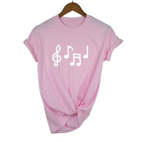 Music Notes Funny Printed T Shirt Women Summer Music Short Sleeve Tshirts Harajuku T-Shirt Girl Casual Tops t shirt Brand