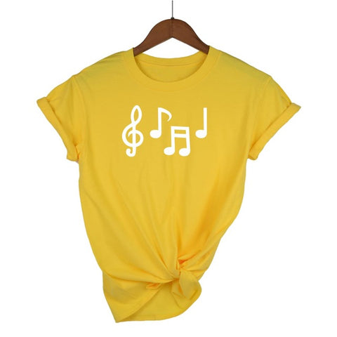 Music Notes Funny Printed T Shirt Women Summer Music Short Sleeve Tshirts Harajuku T-Shirt Girl Casual Tops t shirt Brand
