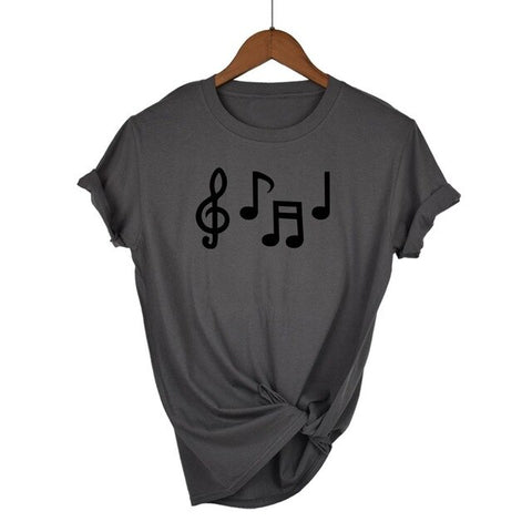 Music Notes Funny Printed T Shirt Women Summer Music Short Sleeve Tshirts Harajuku T-Shirt Girl Casual Tops t shirt Brand
