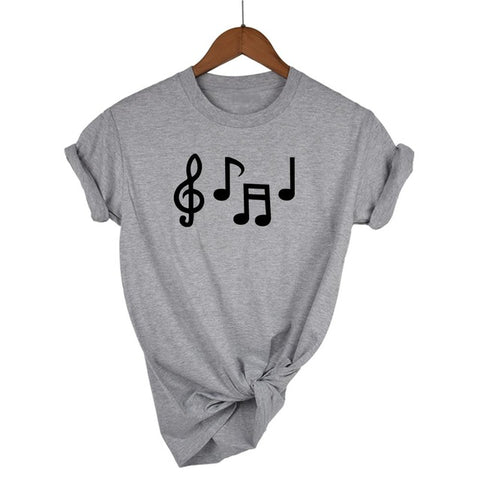 Music Notes Funny Printed T Shirt Women Summer Music Short Sleeve Tshirts Harajuku T-Shirt Girl Casual Tops t shirt Brand