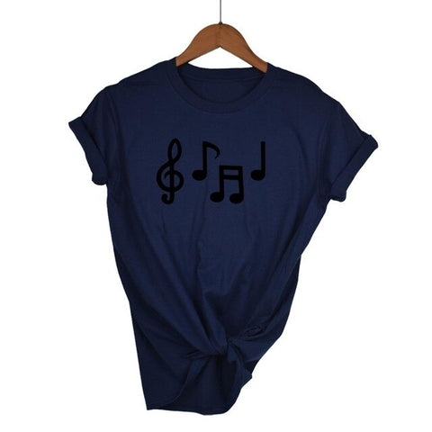 Music Notes Funny Printed T Shirt Women Summer Music Short Sleeve Tshirts Harajuku T-Shirt Girl Casual Tops t shirt Brand