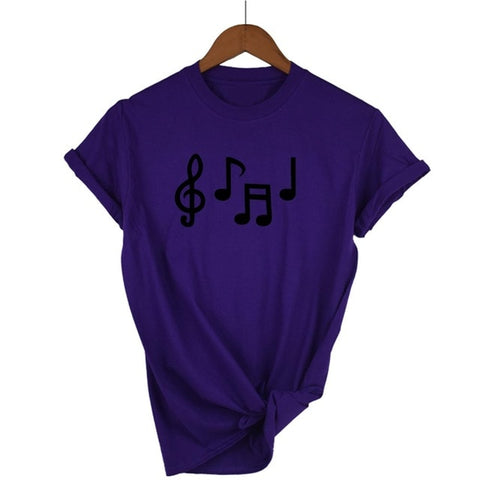Music Notes Funny Printed T Shirt Women Summer Music Short Sleeve Tshirts Harajuku T-Shirt Girl Casual Tops t shirt Brand