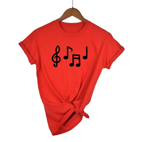 Music Notes Funny Printed T Shirt Women Summer Music Short Sleeve Tshirts Harajuku T-Shirt Girl Casual Tops t shirt Brand