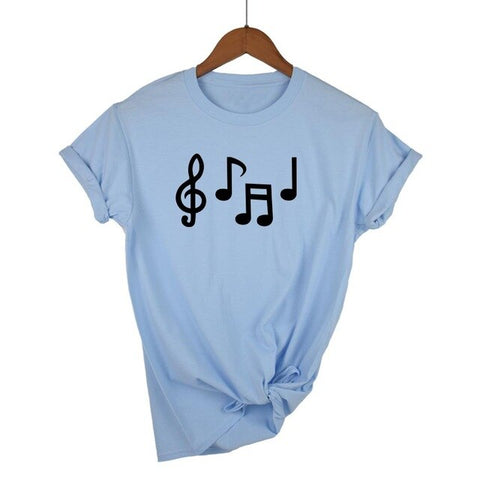 Music Notes Funny Printed T Shirt Women Summer Music Short Sleeve Tshirts Harajuku T-Shirt Girl Casual Tops t shirt Brand
