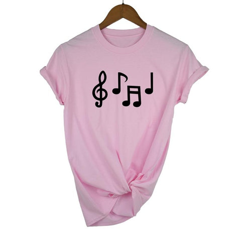 Music Notes Funny Printed T Shirt Women Summer Music Short Sleeve Tshirts Harajuku T-Shirt Girl Casual Tops t shirt Brand