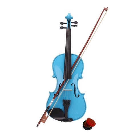 New 4/4 Acoustic Violin with Storage Case Bow Rosin Accessories Pink Green Blue Violin for Learners Beginners - US Stock