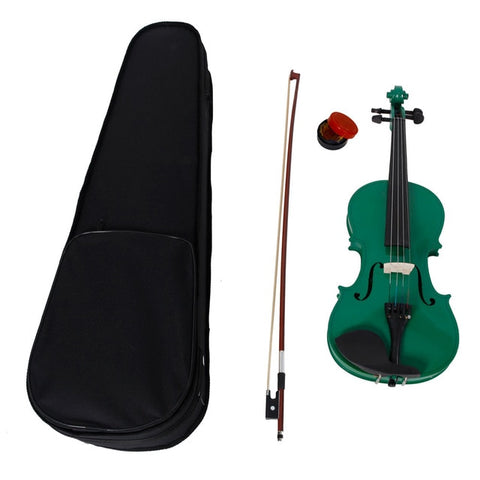 New 4/4 Acoustic Violin with Storage Case Bow Rosin Accessories Pink Green Blue Violin for Learners Beginners - US Stock